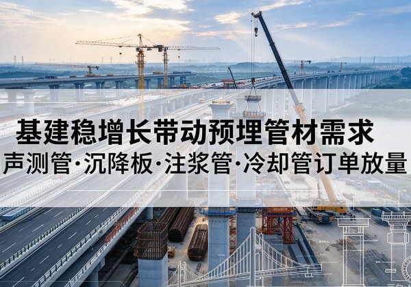 科尔沁左翼后旗基建稳增长带动预埋监测管材需求，声测管、沉降板、注浆管订单持续放量